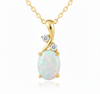 Oval Opal Diamond Halo Pendant - Elegant Gold Jewelry