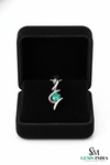 Natural Emerald Round Stone Curved Twist Pendant - Green Gemstone Jewelry
