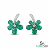 Natural Emerald Pear Cut Floral Earrings – Diamond Center Gold Studs