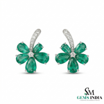 Natural Emerald Pear Cut Floral Earrings – Diamond Center Gold Studs