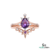 Pear Cut Amethyst & Diamond Crown Ring Luxury Gold Jewelry