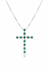 2.80 carat 14k Solid Gold Cross Pendant Round Natural Emerald Faith Jewelry Gift