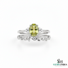 Oval Natural Green Peridot &amp; Diamond Two-Piece Ring Set in 14k and 18k gold - August birthstone