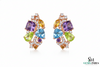 Colorful Cluster Gemstone Huggie Earrings in 14k Gold – Statement Hoops