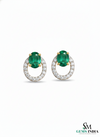 Oval Cut Emerald Diamond Drop Earrings – Timeless Emerald Halo Earrings