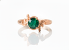 Natural Emerald Ring with Leaf Pattern Band Promise Ring in 14k Gold 1.10 carat Emerald Wedding RIng