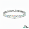 Heart and Round Opal Tennis Bracelet in Rose Gold – Dainty Luxury Love Bracelet