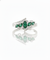 Marquise cut 1.40 carat Natural Emerald and Diamond Leaf Ring in 14k Gold