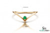 Dainty V Band Emerald Ring – Minimalist 14k Gold Solitaire Ring