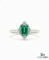 Emerald Cut Natural Emerald May Birthstone Women Engagement Ring 14k Fine Jewelry Gold Ring
