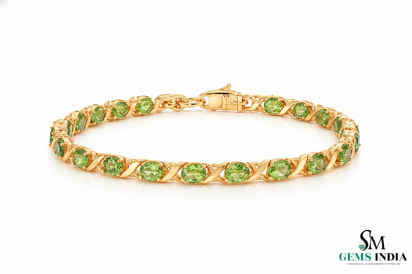 Oval Peridot Tennis Bracelet - Elegant Green Stone Jewelry