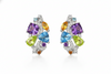 Colorful Cluster Gemstone Huggie Earrings in 14k Gold – Statement Hoops