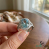Cushion Aquamarine Engagement Ring with Diamond Halo Split Shank