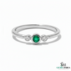 Minimalist Emerald Center Stone Diamond Accent Gold Ring