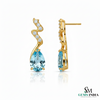 Natural Aquamarine Pear Drop Earrings with Diamond Accents