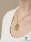 Oval Cut Natural Peridot Pendant with Diamond