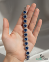 Heart Shape Lab Grown Blue Sapphire & Diamond Halo Bracelet - Romantic gift for her