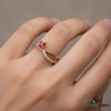 Princess Cut Natural Ruby Ring with Diamond Twist Band in 14k Gold