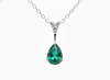 3.40 carat Luxury Pear Natural Emerald Pendant Necklace with Diamond Trio Accent