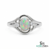 Oval Opal Ring with Diamond Accents – Vintage Opal Engagement Ring