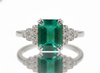 Modern Natural Emerald Cut Natural Emerald Ring with Diamond 4 carat Engagement Ring