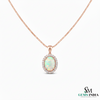 Natural Oval Opal Pendant with Diamond Halo Pendant for Women