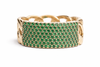 1.30 carat Round Shaped Natural Emerald Iced Out Green Stone Chain Link Ring For men's