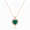 2.20 carat Genuine Emerald Heart Pendant with Diamond in 14K Gold