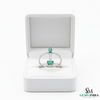 Pear & Emerald Cut Emerald Open Ring with Diamond Bar
