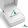 Contemporary Open Band Emerald Ring with Diamond Accent