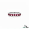 Luxury Round Natural Ruby Diamond Eternity Band for Women Eternity Ring for Her
