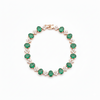 Oval cut Natural Zambian Emerald and Diamond Bracelet - 18K Solid Gold May Birthstone