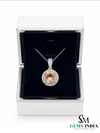 Fine Jewelry Morganite Halo Necklace with Diamond Bail