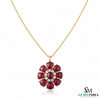 Classic Cabochon Natural Ruby Floral Pendant Necklace – Elegant Fine Jewelry