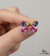 Multicolor Gemstone Trio Cluster Stud Earrings - Earrings for Women