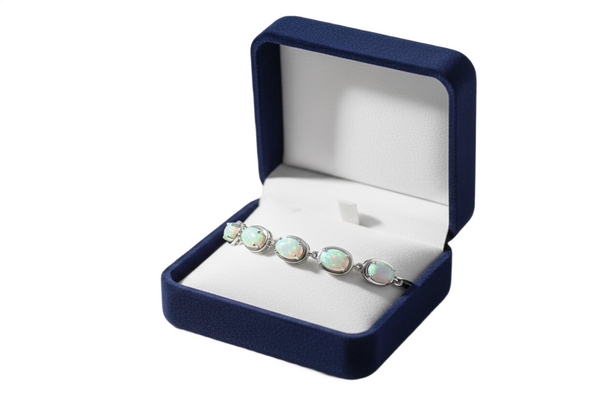 Minimalist Oval Opal Link Bracelet for Women – Elegant Gemstone Jewelry