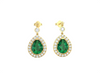Vintage-Style Natural Emerald Halo Drop Earrings Elegant Pear Shape Green Gemstone Jewelry