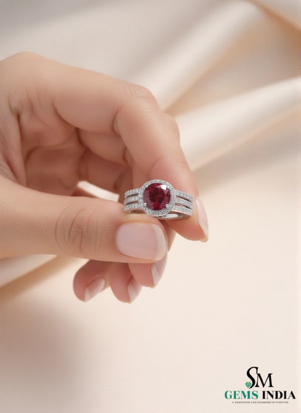 Natürlicher Rubin- und Diamant-Eulenring aus massivem 18-karätigem Gold, eleganter Eulenform-Ring