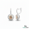 Round Cut Morganite Halo Earrings with Diamond Accents
