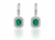 8 carat Vintage Style Natural Emerald-Cut Emerald Earrings with Diamond Halo Drop Earrings in 14K White Gold