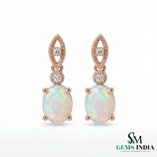 Vintage Inspired Opal Dangle Earrings for Women - Elegant Opal Jewelry