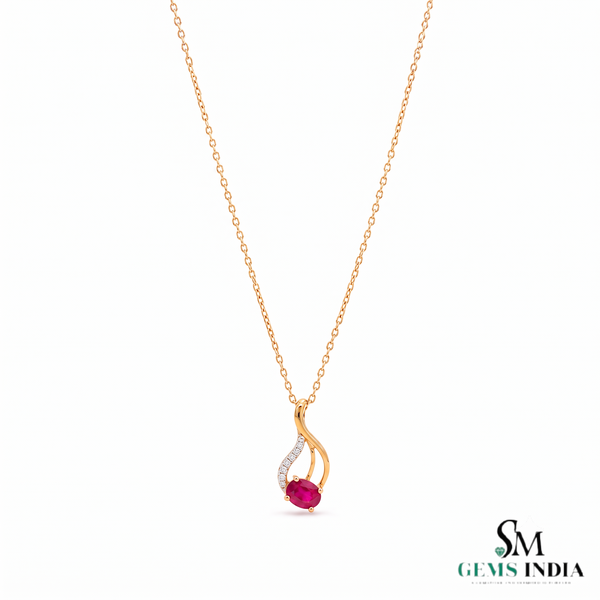 Oval Ruby & Diamond Teardrop Pendant – Sophisticated Statement Jewelry