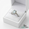 Emerald Cut Aquamarine Halo Ring with Diamond Accents - Vintage Inspired Statement Ring