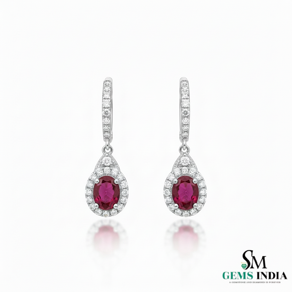 Elegant Oval Ruby Dangle Earrings in 14k and 18k gold Timeless Jewelry for her