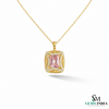 Elegant Emerald Cut Morganite Pendant with Diamond Halo For Women