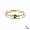 Minimalist Emerald Center Stone Diamond Accent Gold Ring