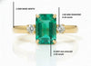 2.50 carat Elegant Emerald Cut Emerald Ring with Diamond Accents and 14k Gold Flat Band