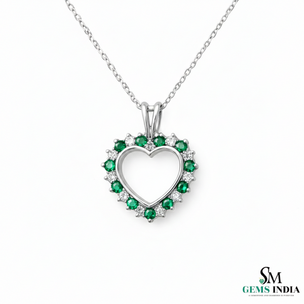 Solid Gold Emerald and Diamond Heart Pendant – Romantic Fine Jewelry