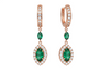 Marquise-Cut Natural Emerald Drop Earrings Diamond Halo Design