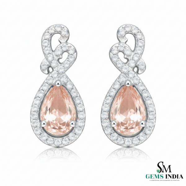 Elegant Pear Morganite Diamond Drop Earrings - Fine Jewelry Earrings